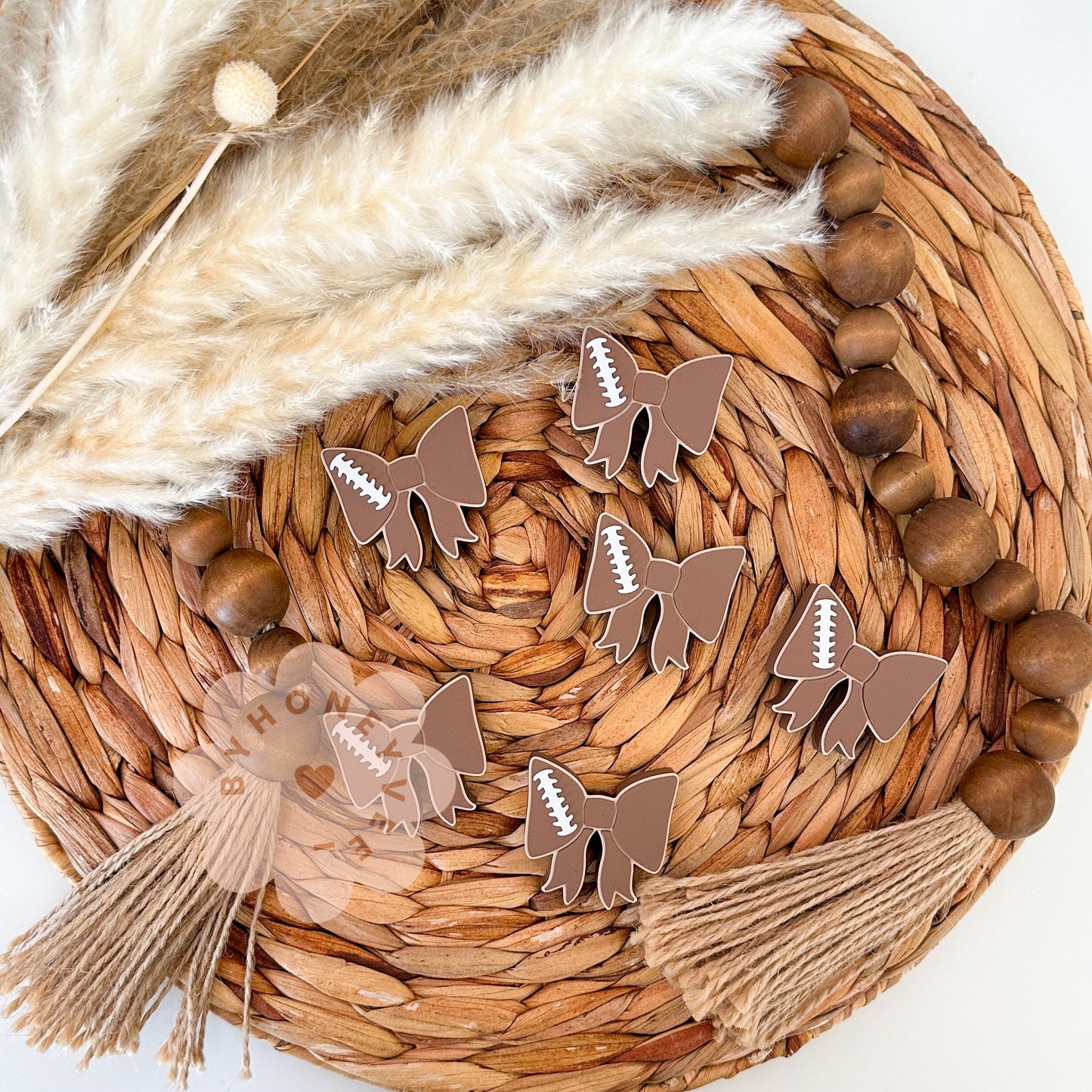 Football Bow Straw Topper