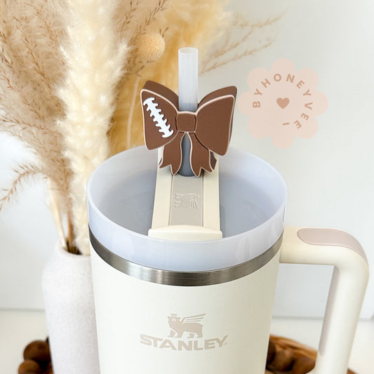 Football Bow Straw Topper