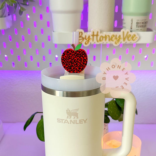Leopard Apple Straw Topper